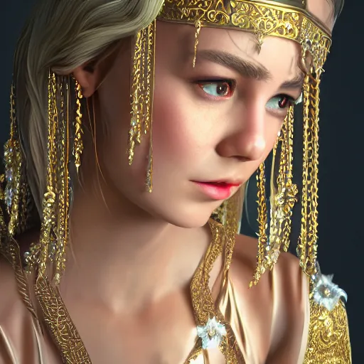 Image similar to wonderful princess of beauty with fair skin, ornate 8 k gorgeous intricate detailed, accent lighting, dramatic light, octane render