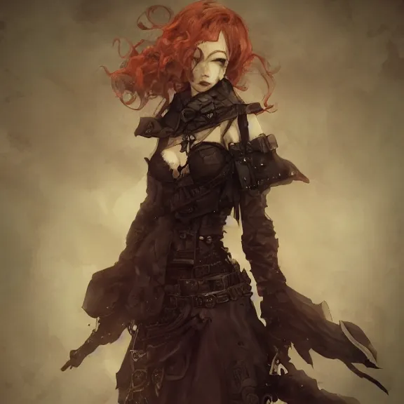 Image similar to christina hendricks!!! goth, tankoban, 4 k, tone mapping, akihiko yoshida, james jean andrei riabovitchev marc simonetti, yoshitaka amano, long hair, curly, h. hydrochaeri