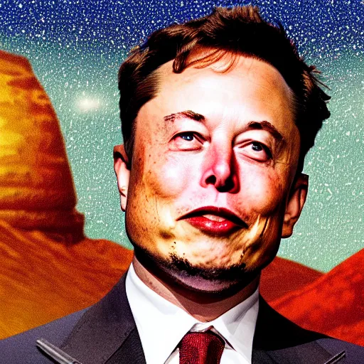 Image similar to Elon musk on the Mars Dollar bill