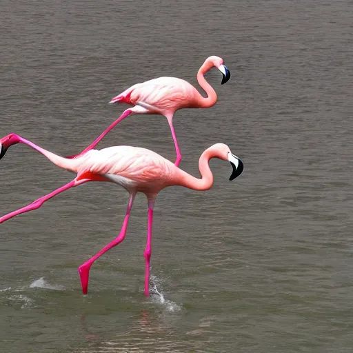 Prompt: flamingo flying together