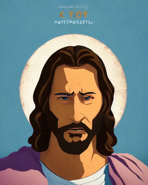 Image similar to cel - shaded portrait character art of jesus, art, key art, movie poster