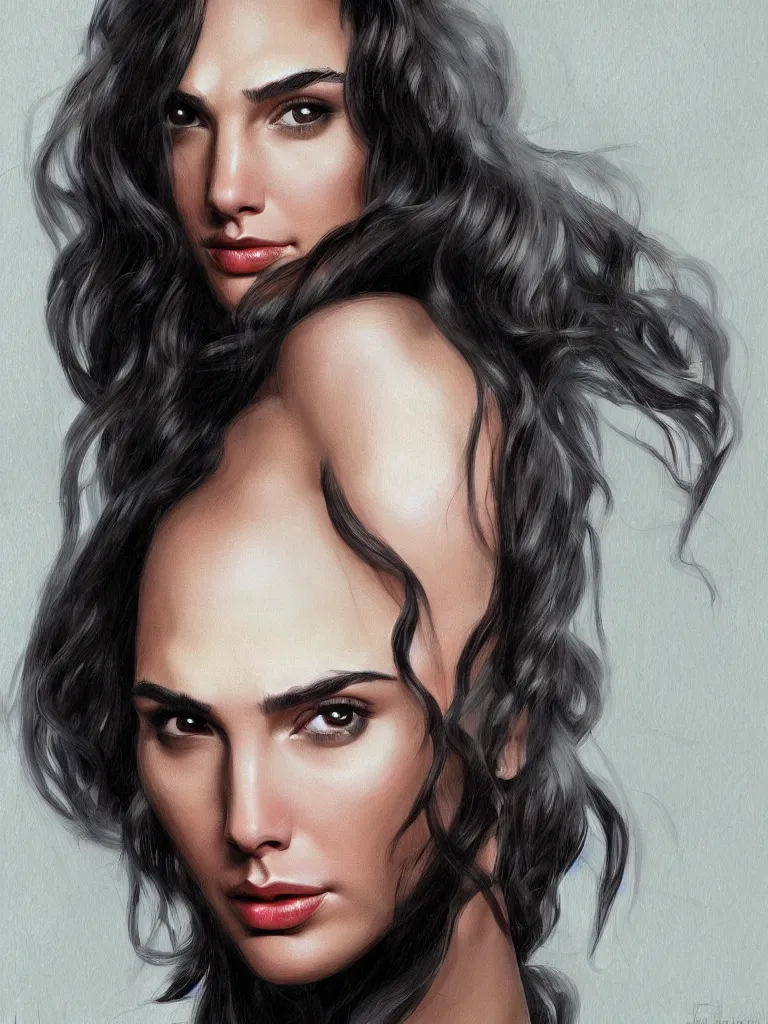 Image similar to a beautiful portrait of gal gadot by Karmen loh and, detailed, proportional, trending on art station, 4k