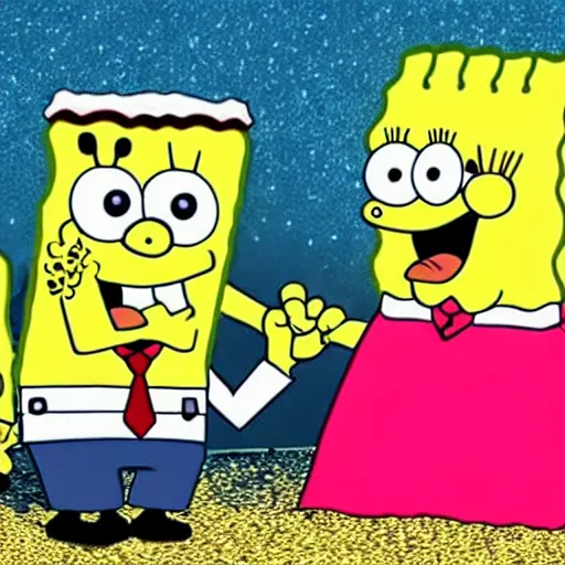 Image similar to the wedding of spongebob and patrick,