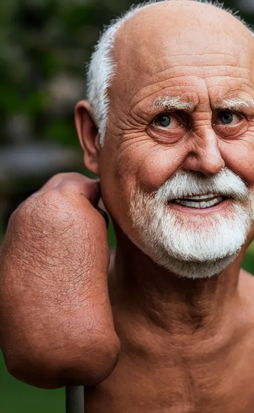 Image similar to portrait of hide the pain harold, accurate and detailed, round face, earnest, stock photo, Nikon 50mm f/1.8G, artgerm