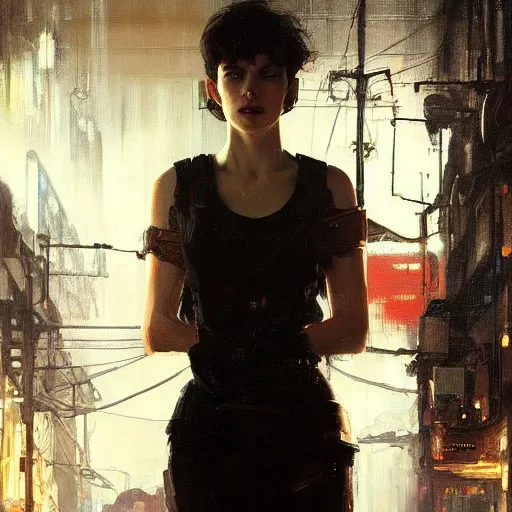 Image similar to anna hathaway, hyperrealistic portrait, bladerunner street, art of elysium by jeremy mann and alphonse mucha, fantasy art, photo realistic, dynamic lighting, artstation, poster, volumetric lighting, very detailed face, 4 k, award winning, trending in artstation, cinematic lighting, studio quality