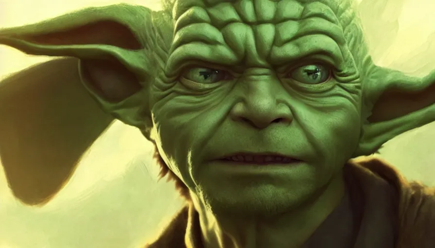 Prompt: Keanu Reeves as Yoda, close-up shot, details, sharp focus, illustration, by Jordan Grimmer and greg rutkowski, Trending artstation, pixiv, digital Art