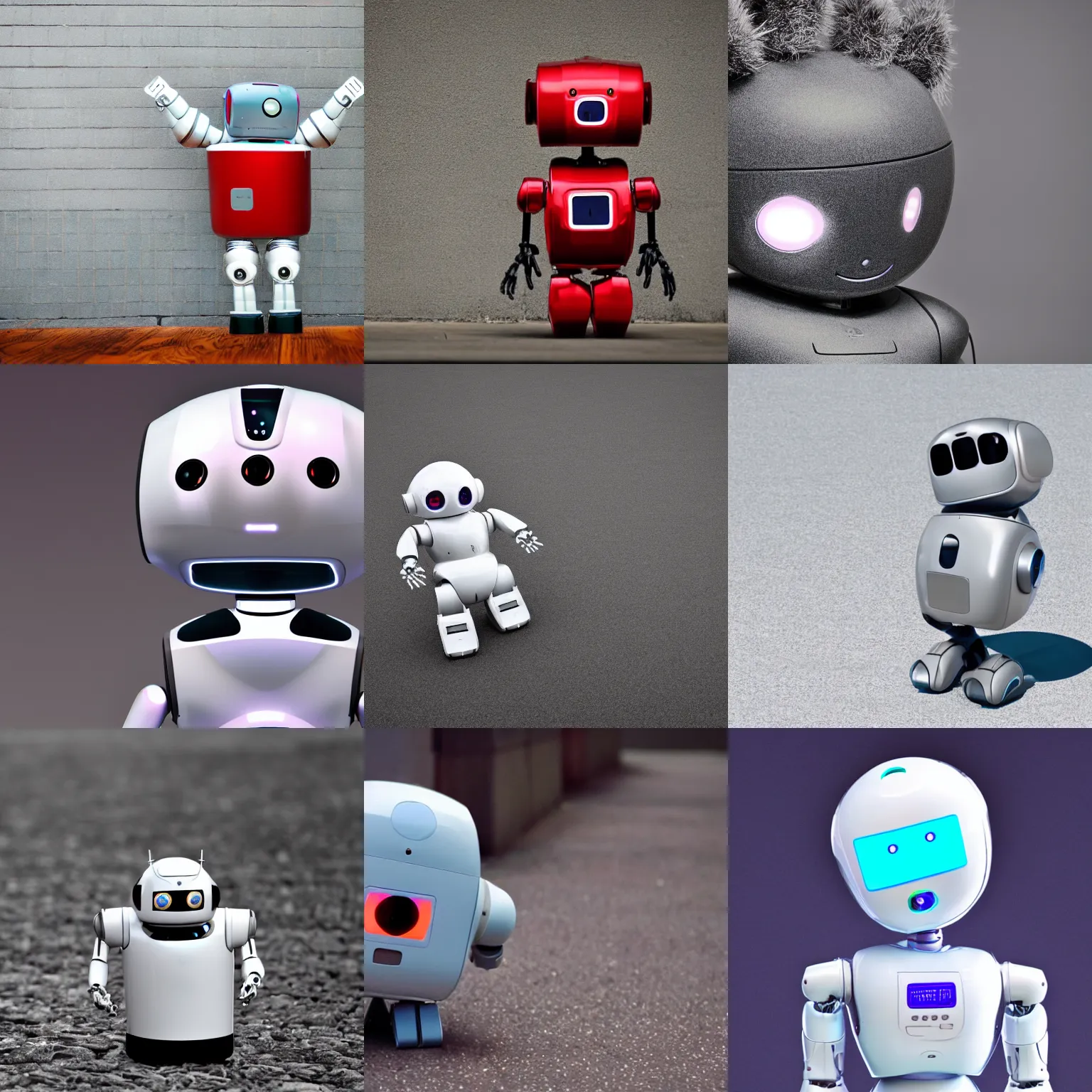 Prompt: <photo hd crisp><robot friendly cute adorable intelligent desires=hug>little robot wants to be picked up</robot></photo>