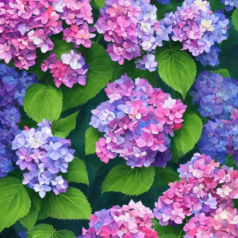 Image similar to a beautiful painting of hydrangea, clematis theme logo, clematis theme banner, clematis design, clematis in the deep sea, clematis like stars in the sky, hydrangea, trending on artstation, warm light, lovely and cute, fantasy art, 8 k resolution, highly detailed