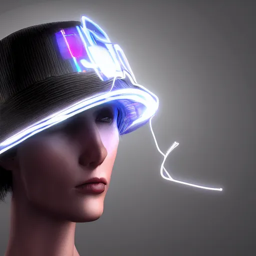 Image similar to a hat from the future, cyberpunk, highly detailed, epic lighting, hyper photorealism, 8 k