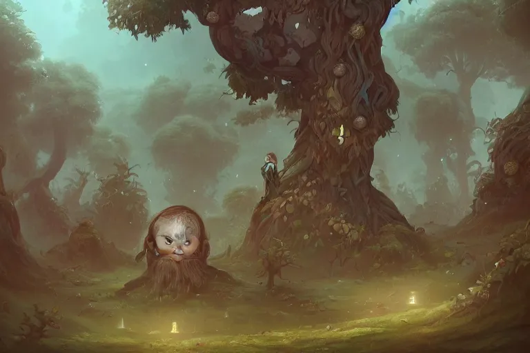 Image similar to detailed painting of trees with faces fairytale, in the style of peter mohrbacher, james jean, artgerm, dramatic lighting and composition, surreal background, octane render, pixar, trending on artstation, concept art, comic book, 8 k