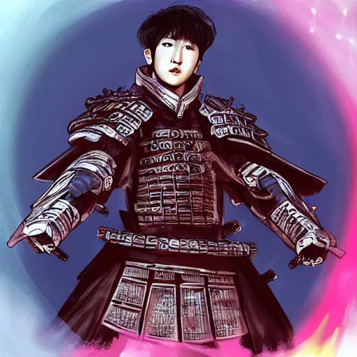 Image similar to “K-pop star Changbin as a samurai warrior, armored, digital art, award winning”