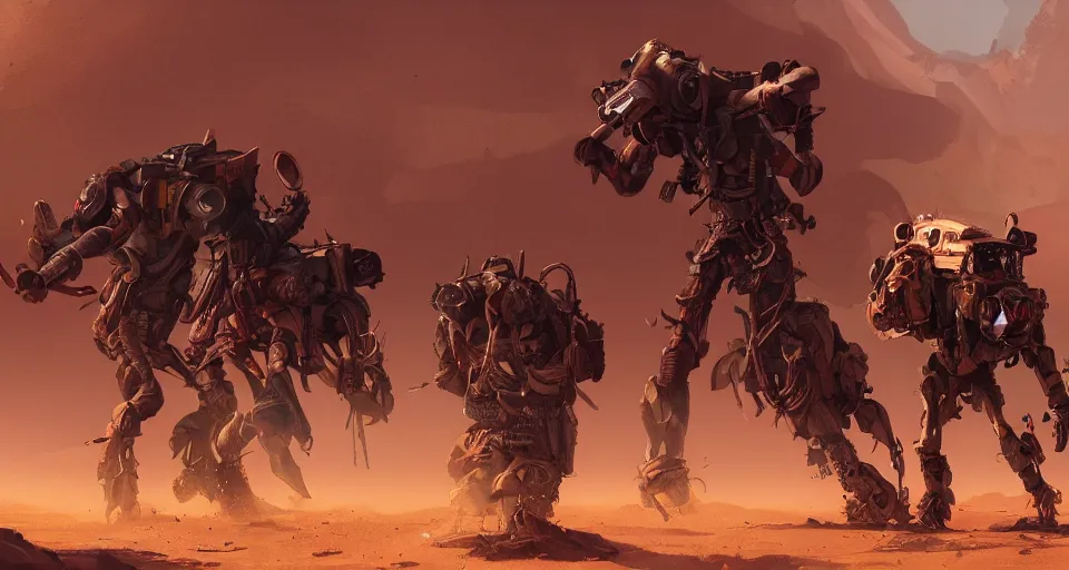 Image similar to scavengers in a desert, artstation, cgsociety