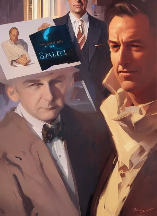 Prompt: portrait of saul goodman, medium closeup, lawyer clothing, painting by sargent and leyendecker, asymmetrical, intricate, elegant, matte painting, illustration,, by rhads, by greg rutkowski, by greg tocchini, by james gilleard, by joe fenton