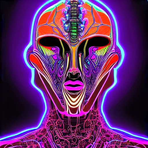 Prompt: psychedelic organic cyborg by artem cash