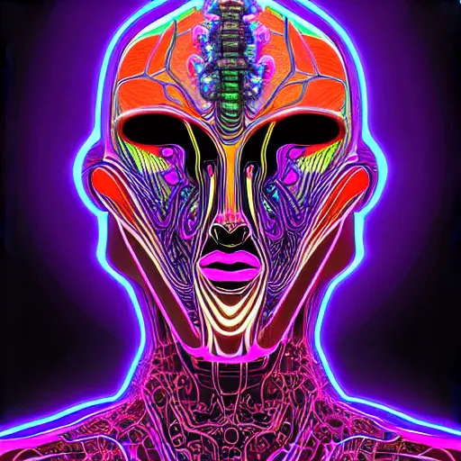 Image similar to psychedelic organic cyborg by artem cash