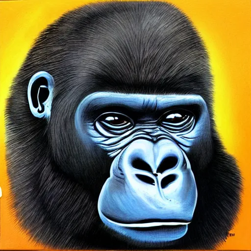 Prompt: gorilla painting, style of ad nauseam album cover