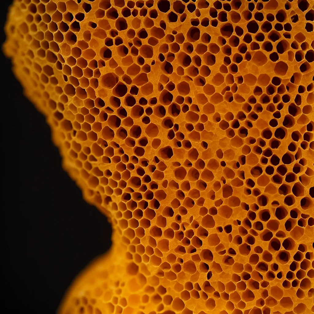 Image similar to real honeycomb traditional vase with honey by tomas gabzdil libertiny, product design, film still from the movie directed by denis villeneuve with art direction by zdzisław beksinski, telephoto lens, shallow depth of field