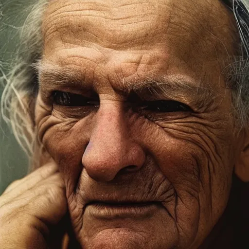 Prompt: a candid extreme closeup portrait of an expressive face of an old man by annie leibovitz