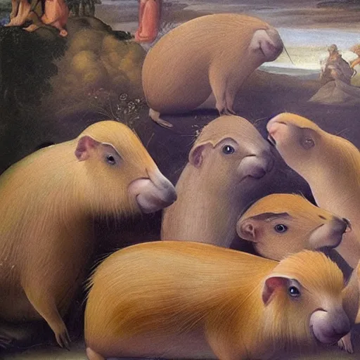 Image similar to a renaissance painting off a capybara