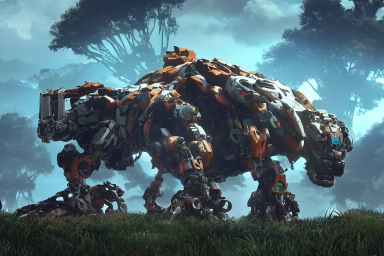 Image similar to shell - walker machine mecha animal beast robot of horizon forbidden west horizon zero dawn bioluminiscence global illumination ray tracing hdr fanart arstation by sung choi and eric pfeiffer and gabriel garza and casper konefal