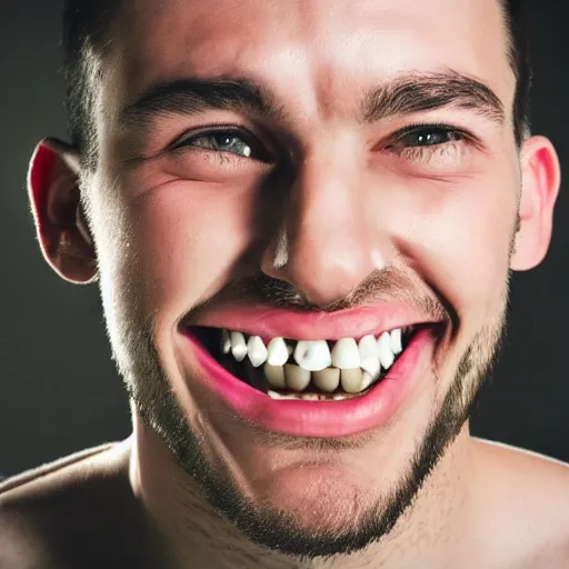 Image similar to man completely covered in human teeth