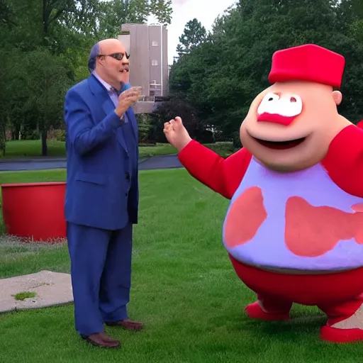 Prompt: the kool aid man debates with the quaker oats man on cnn, photographic, high definition