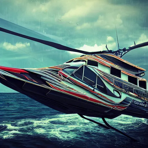 Prompt: rv mobile home boat helicopter, digital art, 3 d high definition, trending on artstation, photorealistic, high resolution, 8 k, octane, hyper detailed, trending on deviantart insane details, intricate, elite, ornate, elegant trend, highly detailed and intricate, sharp focus, photography, unreal engine