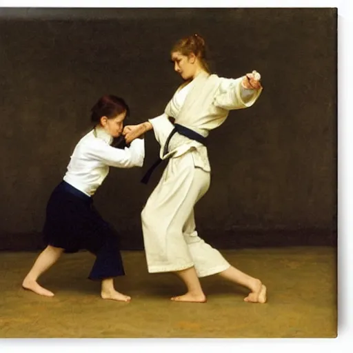 Image similar to actress training judo by alfred stevens