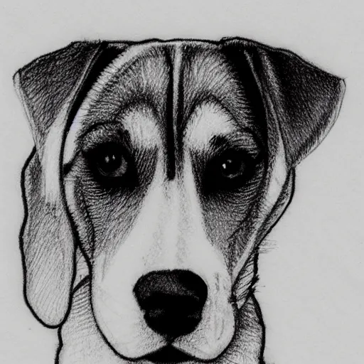 Prompt: detailed simple sketch of a beagle dog with a husky