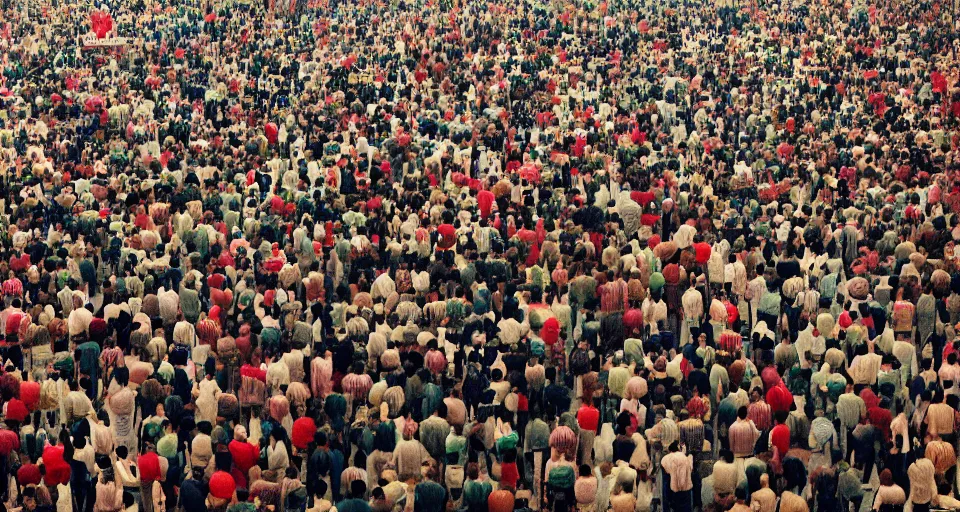 Prompt: a photography of a crowd of people in a supermarket by andreas gursky