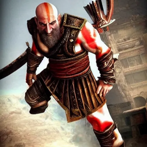 Image similar to benjamin!! netanyahu!! as ( kratos ) from god of war