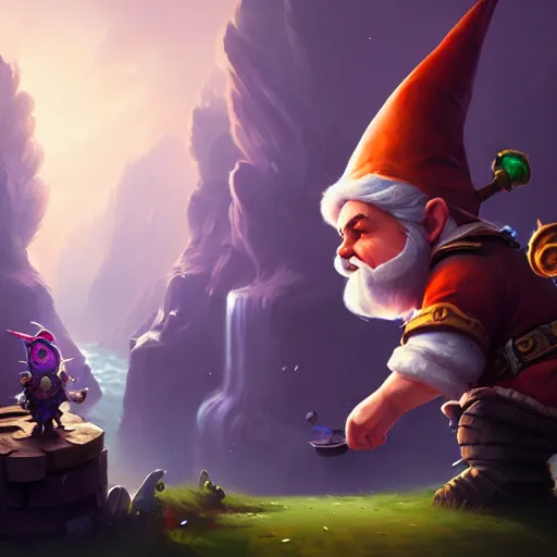 Image similar to [ important ] amazing portrait of funny gnome ], hearthstone splash art, deiv calviz, splash art, natural light, elegant, intricate, fantasy, atmospheric lighting, by greg rutkowski, hearthstone splash art, hd wallpaper, ultra high details, cinematic composition, professional master piece made in one year