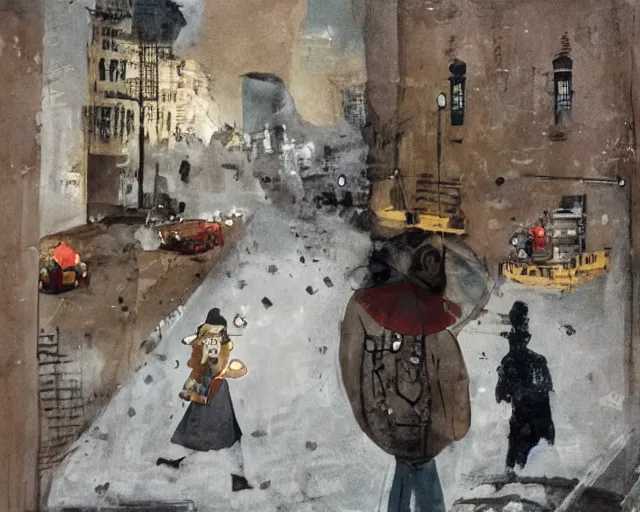 Image similar to a painting by sam toft and guy billout