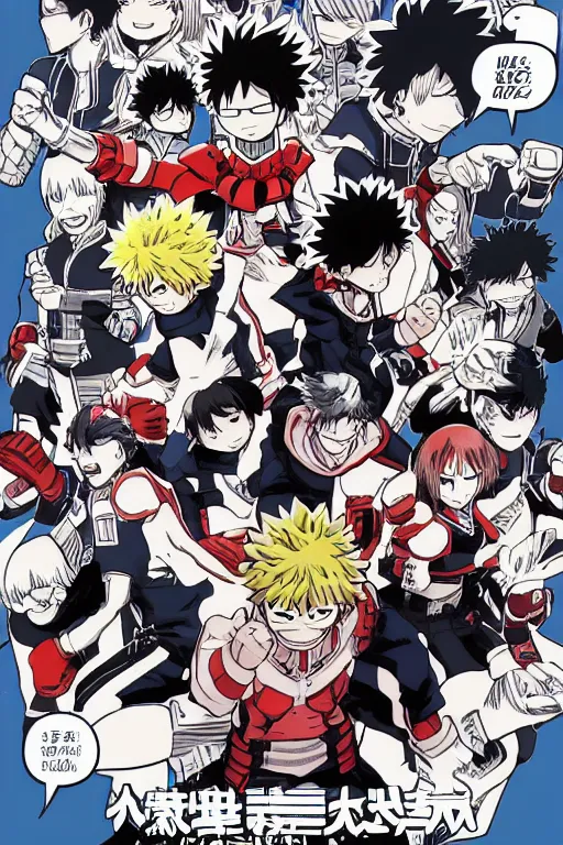 Image similar to a manga comic of my hero academia, by kohei horikoshi