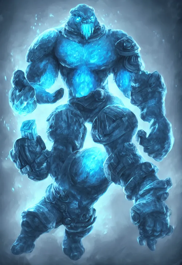 Image similar to ultra realistic and intricate detailed photograph of Blue buff golem from league of legends