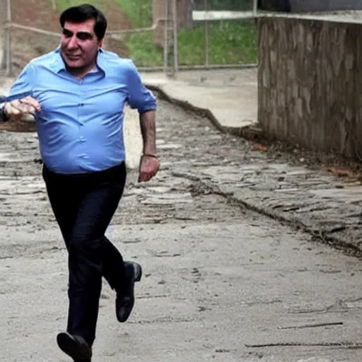 Image similar to president saakashvili running away from prison