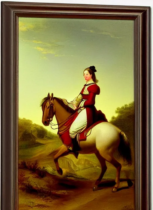 Image similar to princess on horse in god light, by asher brown durand, medieval art