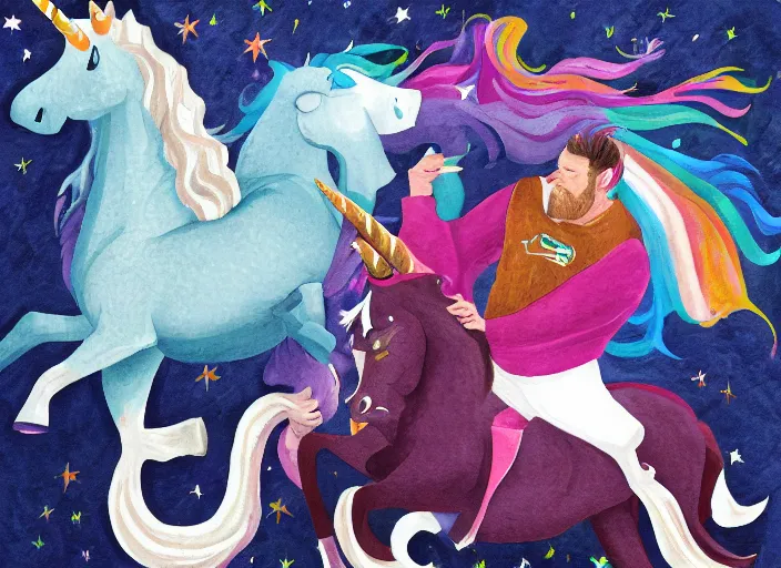 Image similar to chris long riding a unicorn