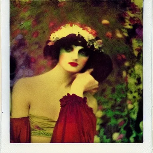 Image similar to polaroid by mucha, colorful