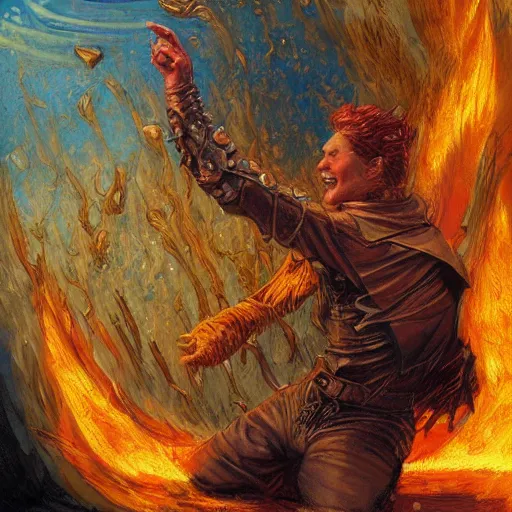 Image similar to wizard fox casting a fire ball spell, digital art, illustrated by donato giancola!!