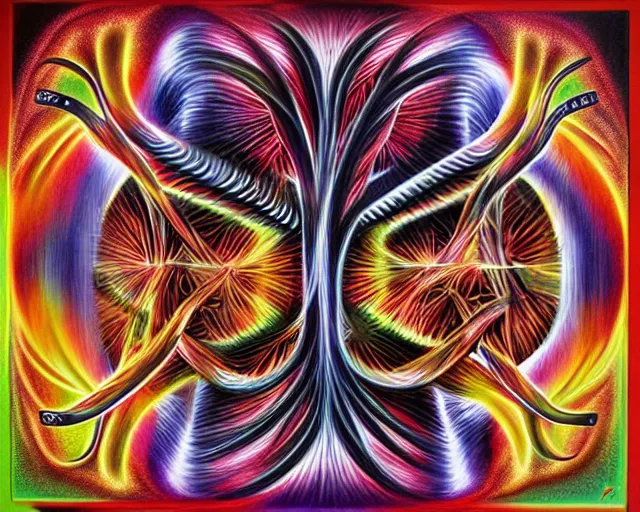 Image similar to x ray, art airbrush painting by alex grey