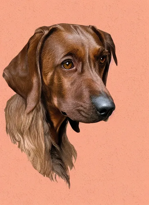 Image similar to digital art, illustrator brown short haired dashhound