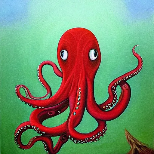 Prompt: photo - realistic painting of octopus plying soccer