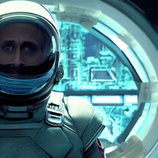 Image similar to Ryan Gosling as a ninja turtle to fight aliens in space, 4k , cinema,