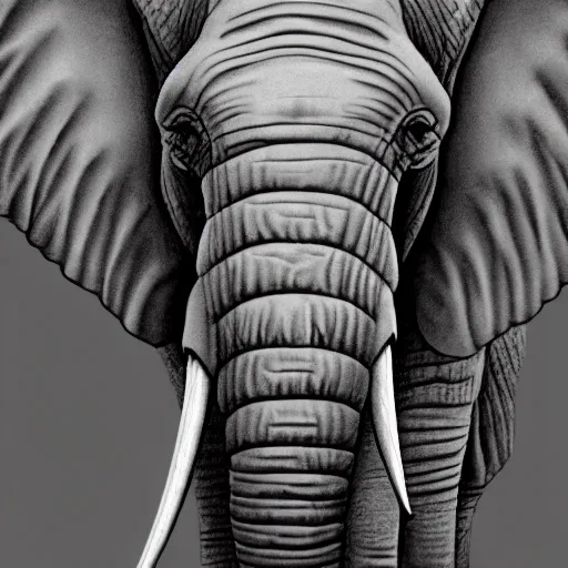 Image similar to elephant unicorn hybrid, ilustration realistic, elephant wrinkles, face close - up, 8 k.