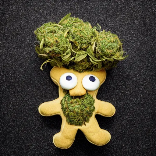 Image similar to cookie monsta plush made of weed buds eating a cookie photography portrait stylised jonathan zawada lit from multiple angles soft