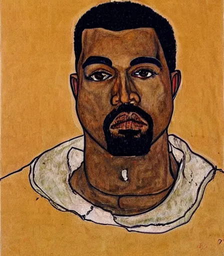 Image similar to portrait of kanye west by egon schiele, intense desire, high quality, high detail