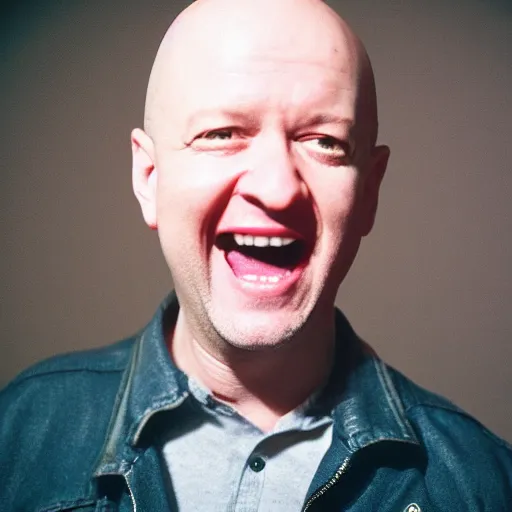 Prompt: photo of comedian jim norton with a worm body, cinestill, 8 0 0 t, 3 5 mm, full - hd