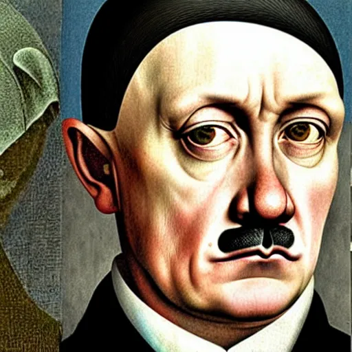 Image similar to 2 0 7 0 adolf hitler portrait : : photorealistic detailed intricate face details ultradetailed ultra - realistic by hieronymus bosch and james jean