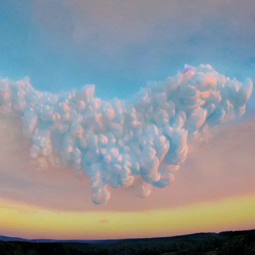 Prompt: a mountain made entirely of roasted marshmallows with marshmallow fluff flowing down the side like lava, cotton candy skies in the background